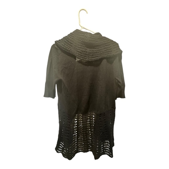 Black Ribbed Knit Cardigan Sweater - Picture 2 of 4